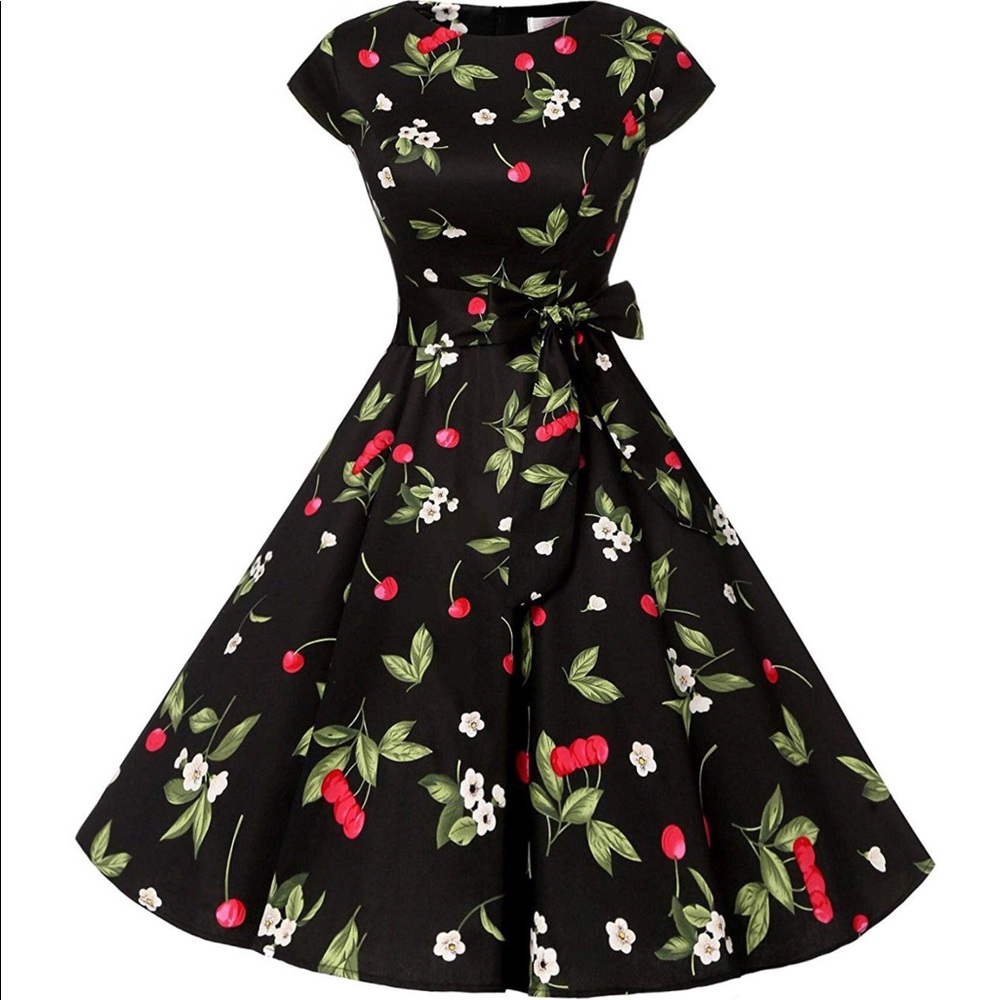 Retro Cherries Swing Dress